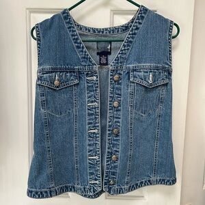 Denim Med Vest w Silver Button Detail-missing label(GAP?) 2 breast Pkts